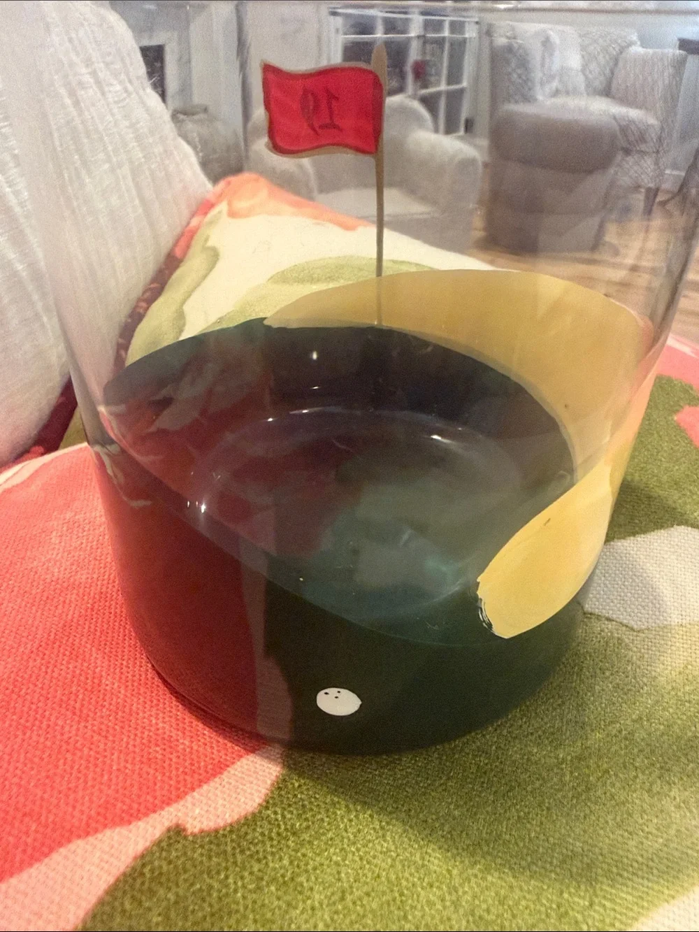 Lolita Hand-Painted '19th Hole' Rocks Glass with Red Flag Accent